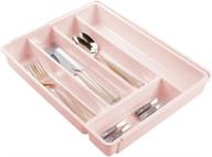🔍 mdesign adjustable expandable plastic kitchen cabinet drawer storage organizer tray - for cutlery, spoons, cooking utensils, gadgets - light pink/blush logo