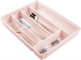 img 4 attached to 🔍 mDesign Adjustable Expandable Plastic Kitchen Cabinet Drawer Storage Organizer Tray - for Cutlery, Spoons, Cooking Utensils, Gadgets - Light Pink/Blush