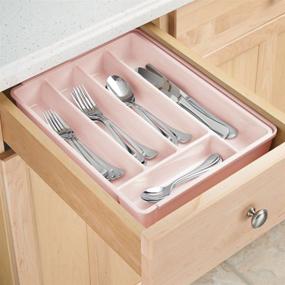 img 3 attached to 🔍 mDesign Adjustable Expandable Plastic Kitchen Cabinet Drawer Storage Organizer Tray - for Cutlery, Spoons, Cooking Utensils, Gadgets - Light Pink/Blush