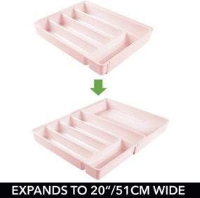 img 2 attached to 🔍 mDesign Adjustable Expandable Plastic Kitchen Cabinet Drawer Storage Organizer Tray - for Cutlery, Spoons, Cooking Utensils, Gadgets - Light Pink/Blush