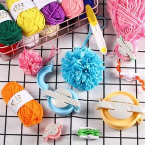 img 1 attached to 🧶 6 Pompom Maker Fluff Ball Waver with 12 Colors Acrylic Yarn Skeins, Thread Cutter Scissors - DIY Wool Knitting Craft Tool Set for Birthday, Baby Shower, Wedding Decoration