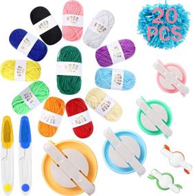 img 4 attached to 🧶 6 Pompom Maker Fluff Ball Waver with 12 Colors Acrylic Yarn Skeins, Thread Cutter Scissors - DIY Wool Knitting Craft Tool Set for Birthday, Baby Shower, Wedding Decoration