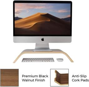 img 2 attached to 🖥️ Upgrade Your Workspace with HumanCentric Wood Monitor Stand and Computer Riser for Desk in Black Walnut - Organize Home & Office Efficiently!