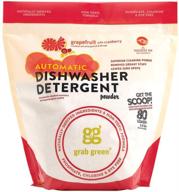 🍽️ grab green dishwashing detergent powder - 3.17 lbs, 80 loads - grapefruit cranberry scent - plant & mineral based - superior cleaning - powerful grease removal - brilliant shine logo