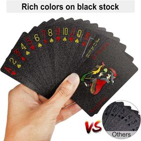 img 1 attached to 🃏 LotFancy Plastic Playing Cards, Set of 2 Decks - Stylish Black Poker Cards with Protective Plastic Cases, Waterproof, Standard Index Bridge Size for Magic Tricks, Pool, Beach, and Card Games