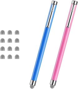 img 4 attached to 🖊️ ChaoQ Mesh Fiber Stylus Pens for Touch Screens - Blue/Pink (2 Pcs) with 12 Replaceable Tips: Premium Precision and Durability