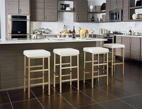 img 2 attached to 🪑 OSP Home Furnishings Backless Stool: 30-Inch, White with Gold Frame - Stylish Seating for any Space