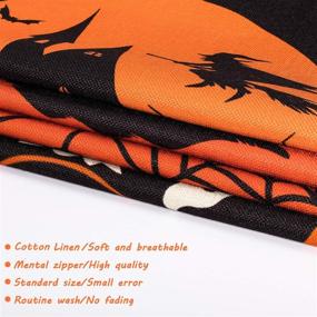 img 2 attached to 🎃 Whaline 4 Pieces Halloween Pillow Case Set – Orange & Black Linen Sofa Bed Throw Cushion Cover Decoration (18" x 18")