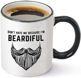 img 4 attached to 🧔 Don't Hate Me Because I'm Beardiful Coffee Mug - Funny Beard Gift for Him – Birthday or Christmas Gift Idea for Husband, Brother, Dad, Man or Men - 11 oz Tea Cup White: A Perfect Beard Lover's Present!