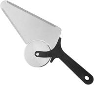 🍕 innovative 3-in-1 pizza cutter and server slicer - extra sharp stainless-steel cutting wheel - ergonomic anti-slip handle - ideal for home or restaurant use on bread, pie, calzones, pastry logo