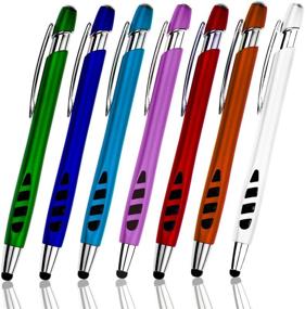 img 4 attached to 🖊️ 2-in-1 Stylus Pen for Touch Screens & Writing: iPad, iPhone, Kindle, Nook, Samsung Galaxy - 7 Pack with Assorted Barrel Colors