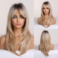 💇 long blonde layered synthetic hair wig for women with dark roots - ideal for daily party wear logo