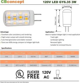 img 3 attached to 💡 CBConcept UL-Listed 2-Pack GY6.35 LED Light Bulbs, 3W 310 Lumen Warm White 3000K, 360° Beam Angle - Energy Saving G6.35/GY6.35 Replacement Bulbs