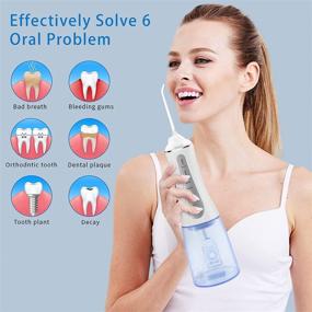 img 3 attached to 🚤 Luckboat 350ML Portable Cordless Water Flosser - Smart Teeth Cleaner with 5 Modes, IPX7 Waterproof - Ideal for Adult and Child Braces, Oral Care Dental Water Flossers for Cleaner Teeth