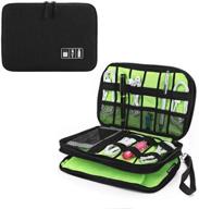 👜 waterproof cable organizer bag for electronic accessories - eczo electronics storage case for charging cable, cellphone, mini tablet and more (black/green) logo