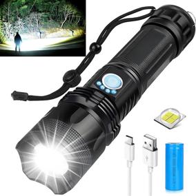 img 4 attached to 💡 Powerful Rechargeable LED Flashlights - High Lumens, 10000 Lumens Super Brightness, 5 Lighting Modes, Waterproof IPX5 - Ideal for Camping & Emergencies