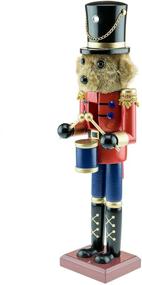 img 3 attached to 🧸 Clever Creations 15 Inch Brown Traditional Wooden Nutcracker Teddy Bear - Festive Christmas Décor for Shelves and Tables