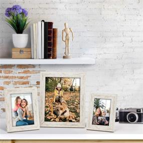 img 3 attached to 🖼️ BOICHEN 8x10 Rustic White Washed Farmhouse Wooden Picture Frames (4-Pack) - Premium Photo Frames with Glass Cover Ready to Hang or Stand