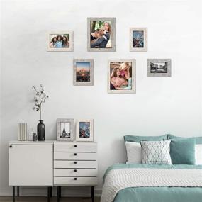 img 2 attached to 🖼️ BOICHEN 8x10 Rustic White Washed Farmhouse Wooden Picture Frames (4-Pack) - Premium Photo Frames with Glass Cover Ready to Hang or Stand