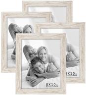 🖼️ boichen 8x10 rustic white washed farmhouse wooden picture frames (4-pack) - premium photo frames with glass cover ready to hang or stand логотип