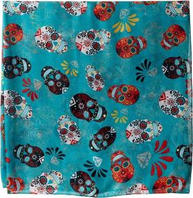 img 1 attached to 🌺 Vibrant Sugar Skull Day of the Dead Oversize Oblong Scarf: A Striking Fashion Statement