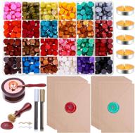 💌 complete 785pcs sealing wax kit - includes wax seal beads, stamp, warmer, spoon, envelopes, and tealight candles for letter sealing logo