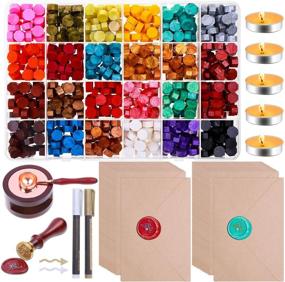 img 4 attached to 💌 Complete 785pcs Sealing Wax Kit - Includes Wax Seal Beads, Stamp, Warmer, Spoon, Envelopes, and Tealight Candles for Letter Sealing