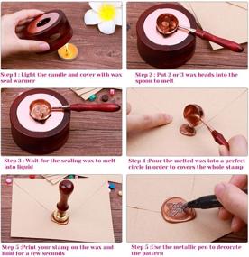 img 2 attached to 💌 Complete 785pcs Sealing Wax Kit - Includes Wax Seal Beads, Stamp, Warmer, Spoon, Envelopes, and Tealight Candles for Letter Sealing