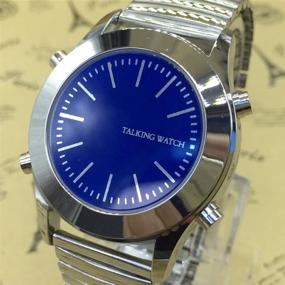 img 1 attached to Enhance Your Timekeeping with the English Talking Watch: Alarm Function, Blue Dial & Expansion Band