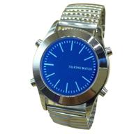 enhance your timekeeping with the english talking watch: alarm function, blue dial & expansion band logo