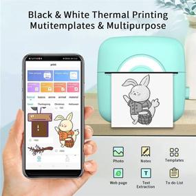 img 3 attached to 🖨️ Portable Bluetooth Mini Thermal Photo Printer - Wireless Pocket Printer for Android iOS - Black & White Picture Receipt Printer - Note Printer for Journal Organization - Blue