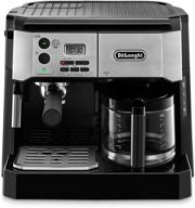 de'longhi bco430bm кофемашина "все в одном" с дополнительным молочным взбивателем для капуччино, латте и макиато - включает стеклянный кофейник на 10 чашек. логотип