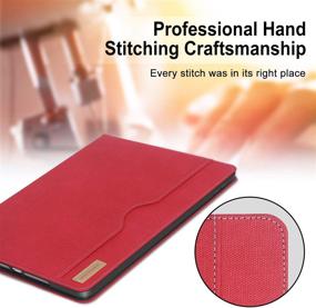 img 3 attached to 📱 Stylish PU Leather Case for iPad Pro 11 Inch (3rd/2nd Gen 2021&2020&2018) with Pencil Holder - Smart Cover with Pocket and Auto Sleep/Wake (Rose Red)