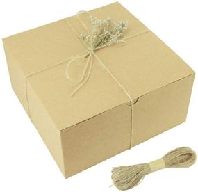 img 4 attached to 🎁 Pack of 15 FOONEA Brown Kraft Gift Boxes - 8x8x4 Inch with 66 Feet Jute Twine | Perfect for Bridesmaid Proposal, Cupcakes, DIY Crafts, and more