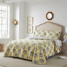 img 2 attached to Laura Ashley Home Linley Collection Quilt Set: 100% Cotton, Reversible, Lightweight & Breathable Bedding in Queen Size - Pale Yellow
