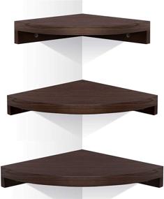 img 4 attached to OROPY 3 Tier Radial Corner Shelves for Wall: Solid Wood Floating Storage Shelves