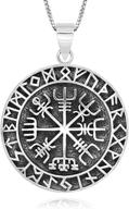 🌿 18-inch 925 sterling silver vegvisir norse runes viking compass pendant necklace logo