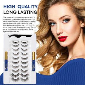 img 3 attached to 👁️ HSBCC 10 Pairs 3D 6D Magnetic Eyelashes Kit with Double Magnetic Eyeliner - Reusable False Lashes for a Natural Look