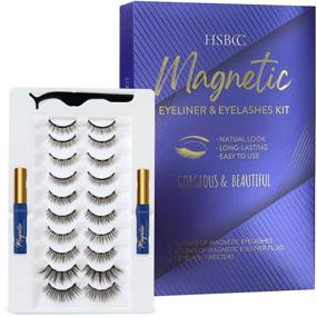 img 4 attached to 👁️ HSBCC 10 Pairs 3D 6D Magnetic Eyelashes Kit with Double Magnetic Eyeliner - Reusable False Lashes for a Natural Look