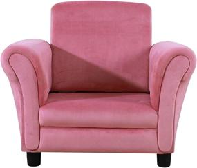 img 3 attached to 🛋️ Kids Velvet Sofa Chair: Toddler Upholstered Couch with Wooden Frame - Pink