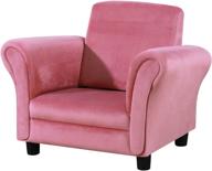 🛋️ kids velvet sofa chair: toddler upholstered couch with wooden frame - pink logo