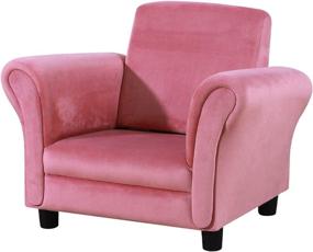 img 4 attached to 🛋️ Kids Velvet Sofa Chair: Toddler Upholstered Couch with Wooden Frame - Pink