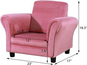 img 2 attached to 🛋️ Kids Velvet Sofa Chair: Toddler Upholstered Couch with Wooden Frame - Pink