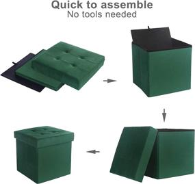 img 2 attached to 🟢 FAPO Tufted Foldable Storage Ottoman: Green Cube Toy Chest for Bedroom/Living Room