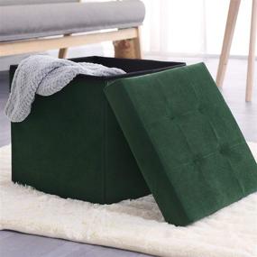 img 1 attached to 🟢 FAPO Tufted Foldable Storage Ottoman: Green Cube Toy Chest for Bedroom/Living Room