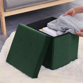 img 3 attached to 🟢 FAPO Tufted Foldable Storage Ottoman: Green Cube Toy Chest for Bedroom/Living Room