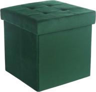 🟢 fapo tufted foldable storage ottoman: green cube toy chest for bedroom/living room logo