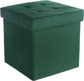 img 4 attached to 🟢 FAPO Tufted Foldable Storage Ottoman: Green Cube Toy Chest for Bedroom/Living Room