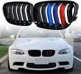 img 3 attached to 🚘 Astra-Depot 1 Pair Front Kidney Grille Grill for 2009-2011 E90 E91 3 Series 323i 328i 335i 335d (Double Line, Glossy Black with M-Colored Accents)