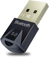 🔐 encrypted wireless transmission usb bluetooth adapter 5.0, ideal for laptops, desktops, mice, keyboards, headsets, speakers, and printers logo